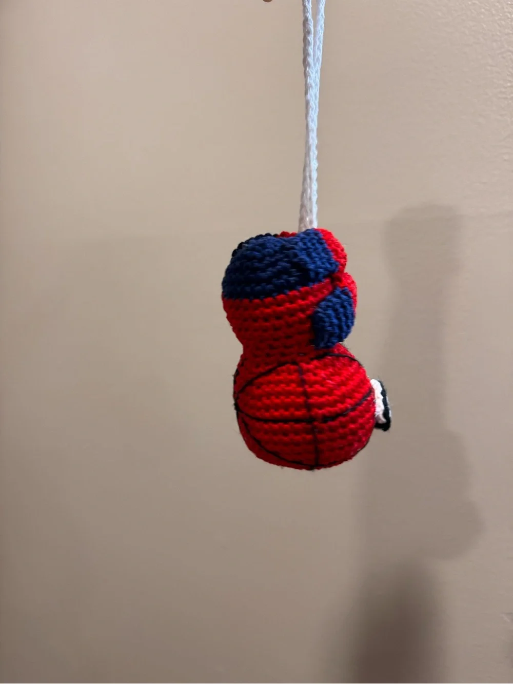 Handmade Red Crochet Superhero Doll - Home Accent